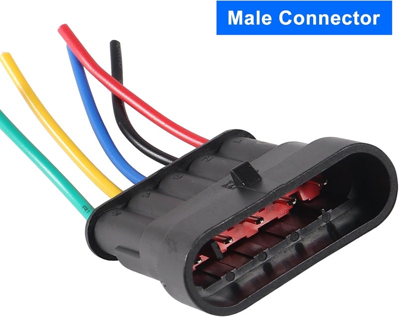 AiTrip 10 PACK 5 Pin Way Electrical Wire Connector Male Female Plug Socket Quick Disconnect Waterproof Plug Play for Car, Truck, Boat, and Other Wire Connections - Image 4